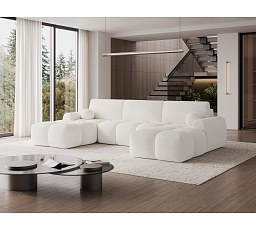 Vianetto corner sofa with sleeping function and storage compartment, white chenille, universal Kendell 01 275x130 Symmetrical 1