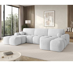 Vianetto corner sofa with sleeping function and storage compartment, white bouclé, universal Royal 01 275x130 Symmetrical 1