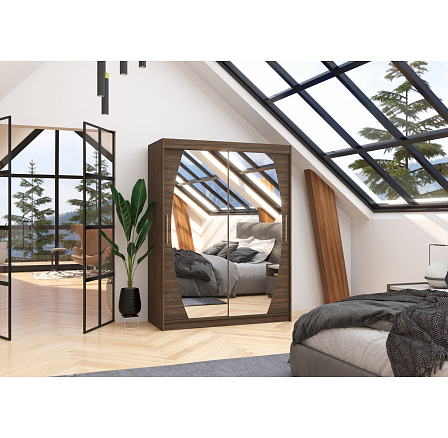 Tolóajtós szekrény tükörrel ALEN 150 Choco+Choco