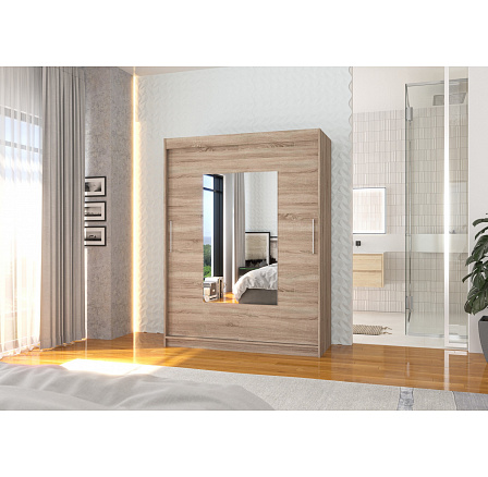 Tolóajtós szekrény tükörrel DORRIGO 150 Truffle+Truffle