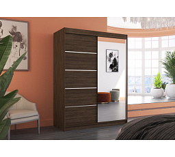 Tolóajtós szekrény tükörrel LIMBO 150 Choco+Choco