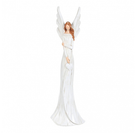 Angyal - poliészta gyanta figura, fautánzat, L méret, fehér Angyal - poliészta gyanta figura, fautánzat, L méret, fehér