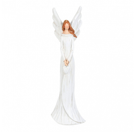 Angyal - poliészta gyanta figura, fa utánzat, méret S, fehér Angyal - poliészta gyanta figura, fa utánzat, méret S, fehér