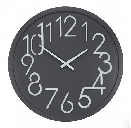 Hodiny nástěnné - pr. 60 cm, MDF, tmavě šedé