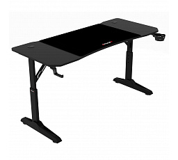 Fix gamer asztal 140x60 cm, magasságválaszték, melamin, karbon, LT-H1114 BK