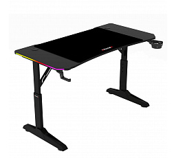 Fix gamerasztal 120x60 cm, RGB LED, választható magasság, melamin, karbon, LT-H1212 BK