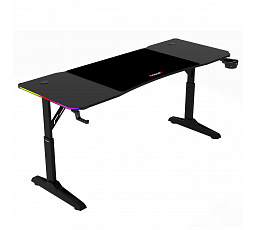 Fix gamer asztal 160x60 cm, RGB LED, választható magasság, melamin, karbon, LT-H1216 BK