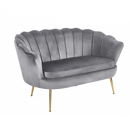 Sofa SF1-FXJG bársony szürke, arany lábakkal