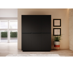 Šatní skříň Nicole 150, černý mat / černé úchyty