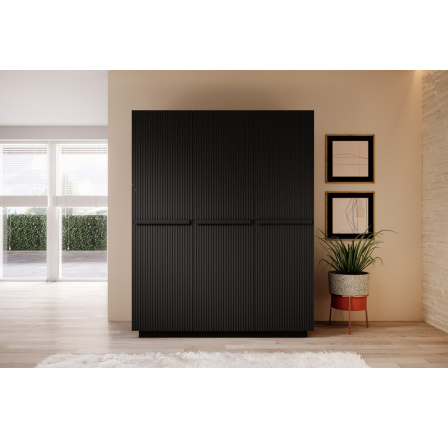 Šatní skříň Nicole 150, černý mat / černé úchyty