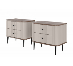 Zestaw szafek nocnych Vesper 56 cm - kaszmir / orzech / czarne nogi
