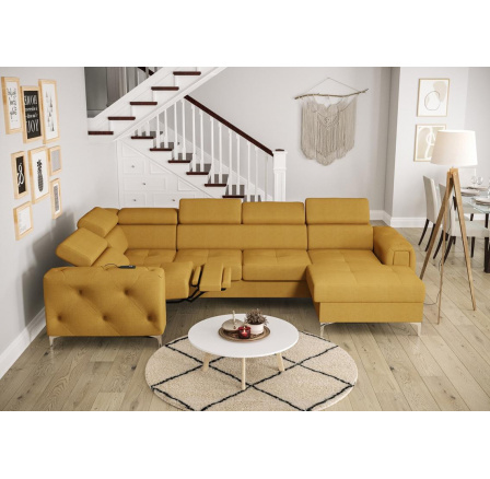 NAROŻNIK ORION MAX III RELAX Z FUNKCJĄ SPANIA 165x320x190 CM - Odcienie żółtego , lewa