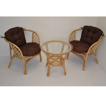 Ratanová sedací souprava Java polstr hnědý kepr