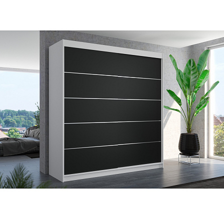 Tolóajtós ruhásszekrény ESTEVA 200 Fehér+Fekete