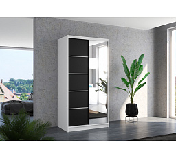 Tolóajtós szekrény tükörrel ORLANDO 100 Fehér+Fekete