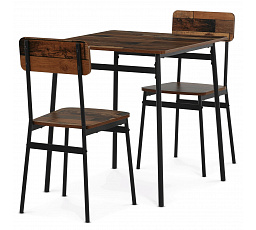 Étkezőgarnitúra 2 székkel, 70x70x76cm, MDF, régi fa, AUT-O2121 OLW2