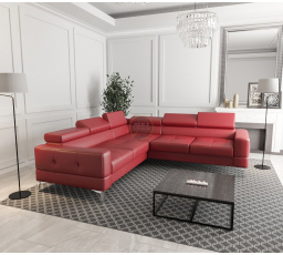 NAROŻNIK SKÓRA NATURALNA TOSCANIA MAX 250×250 - prawa , Skóra czerwona