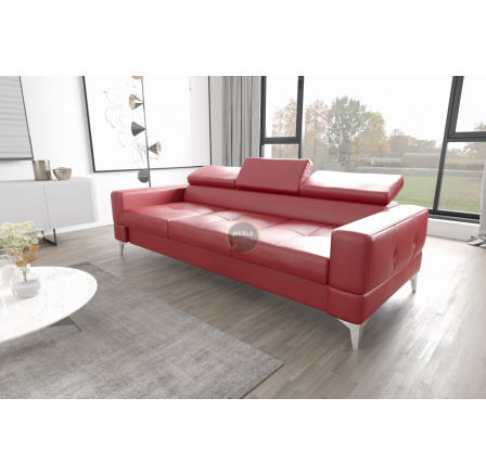 SOFA TOSCANIA III 250 CM SKÓRA NATURALNA - Skóra czerwona