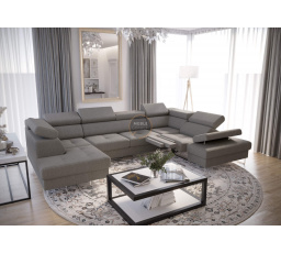 NAROŻNIK GALAXY MAX II RELAX Z FUNKCJĄ SPANIA 215x350x170 - Odcienie szarości , prawa