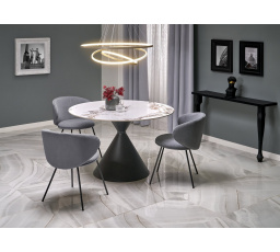 GARET étkezőasztal, fehér márvány hatás / fekete