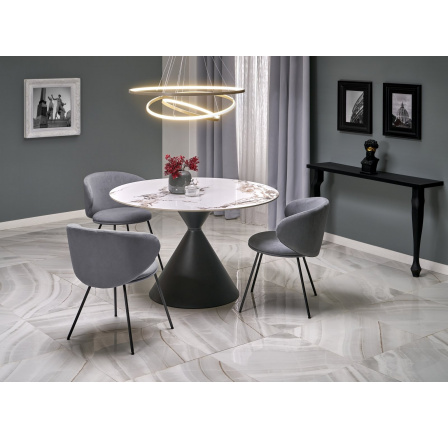 GARET étkezőasztal, fehér márvány hatás / fekete