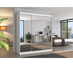 Tolóajtós szekrény tükörrel AUSTIN 200 Fehér+Fehér