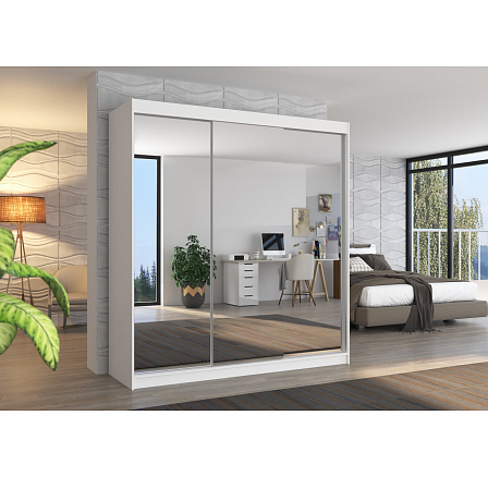 Tolóajtós szekrény tükörrel AUSTIN 200 Fehér+Fehér