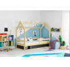 Łóżko pojedyńcze dla dzieci Domek, w kolorze sosnowym, z materacem 80 x 160 
