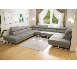 NAROŻNIK EMPORIO MAX I 300x350x220 SKÓRA NATURALNA - lewa , Skóra szara