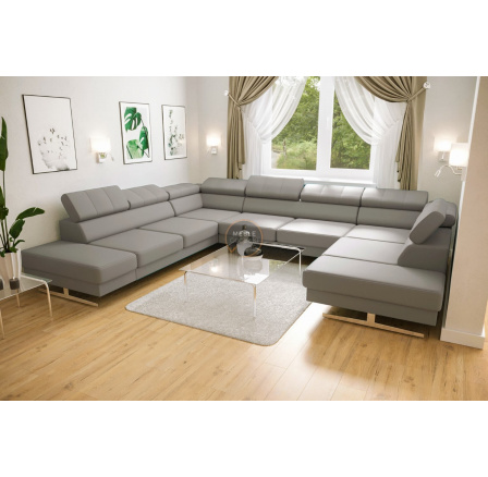 NAROŻNIK EMPORIO MAX I 300x350x220 SKÓRA NATURALNA - lewa , Skóra szara