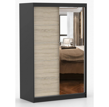 NOEMI 05 ruhásszekrény, Fekete/Sonoma