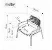 MELBY fotel wypoczynkowy, stelaż -czarny, tapicerka - popielaty