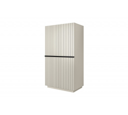 Dwudrzwiowa szafa Nicole z ryflowanym frontem i metalowymi uchwytami 100 cm - kaszmir / czarne uchwyty