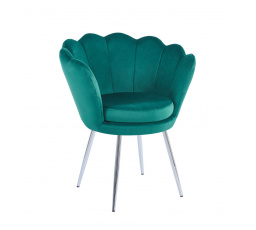 Zöld bársony fotel /ezüst lábak/ FR1-FX