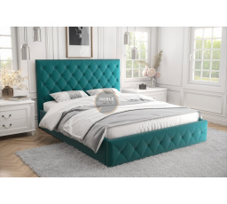 ŁÓŻKO ROMA - 180x200 , Metalowy na podnośnikach gazowych , Odcienie turkusu