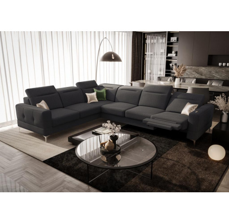 NAROŻNIK Z FUNKCJĄ RELAX MALIBU MAX 320x250 - lewa , Odcienie szarości