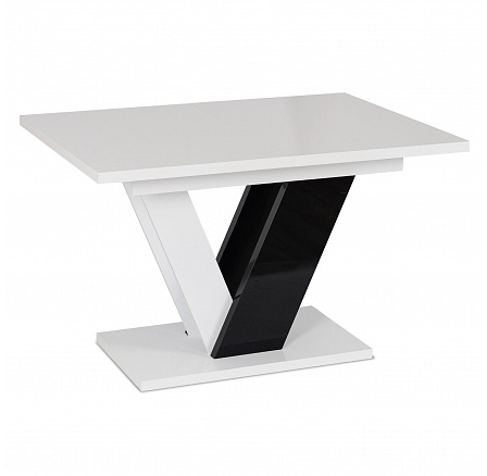 Stół CLARK Rozkładany 120-160 cm Biały/Czarny Połysk
