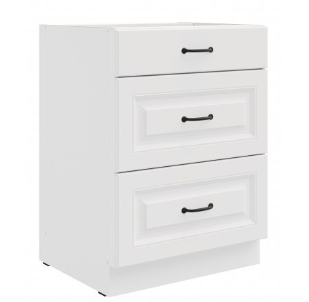 Dolní skřínka STELLO - 60 D 3S BB, Bílá/Bílá