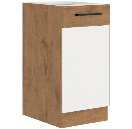 Dolní skřínka VEGAS - 40 D 1F BB, Dub Lancelot / Bílý lesk