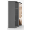 MULTI 31 gardróbszekrény - 203 cm, Szürke/Fekete Fényes