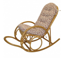 Ratanové houpací křeslo Jenaira medové polstr motiv růžičky
