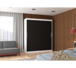 Tolóajtós szekrény LINCOLN 180 Fehér+Fekete