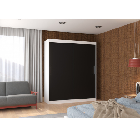 Tolóajtós szekrény LINCOLN 180 Fehér+Fekete