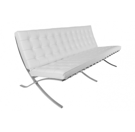 Sofa BA3 3 személyes, fehér PU ökobőr