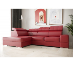 NAROŻNIK ROYAL I 260×185 SKÓRA NATURALNA - lewa , Skóra czerwona