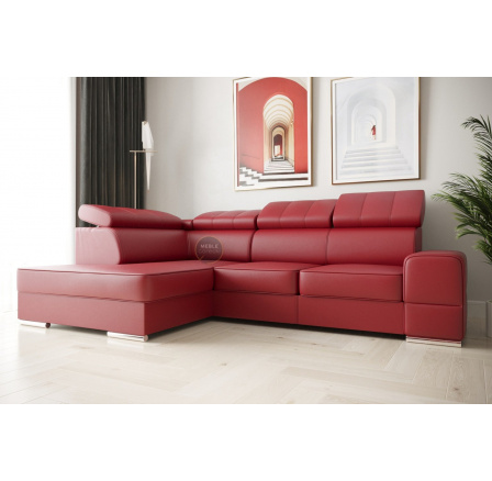 NAROŻNIK ROYAL I 260×185 SKÓRA NATURALNA - lewa , Skóra czerwona