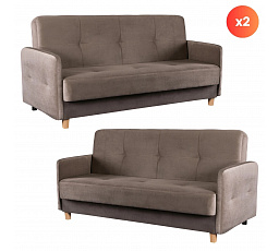 Zestaw 2x Sofa Rozkładana CUBA Beżowa