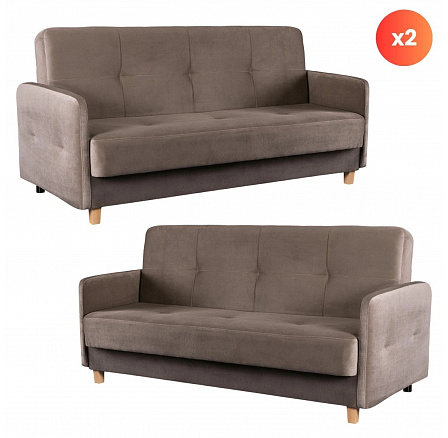Zestaw 2x Sofa Rozkładana CUBA Beżowa