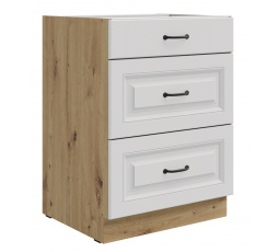 Dolní skříňka STELLO - 60 D 3S BB, Dub Artisan/Bílý mat