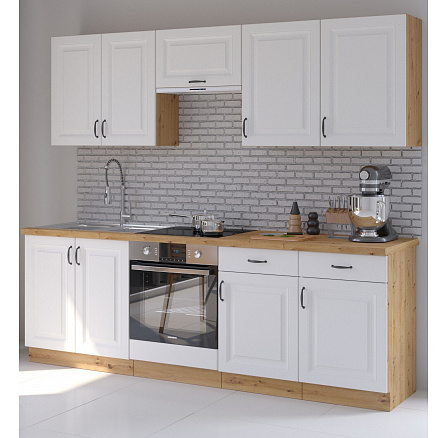 Kuchyňská linka STELLO 1 - 240 cm, Dub Artisan/Bílý mat